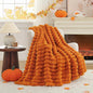 Cozy Bliss Faux Fur Throw Blanket for Couch, Cozy Warm Plush Striped Blanket for Sofa Bedroom Living Room, 50 * 60 Inches Burnt Orange