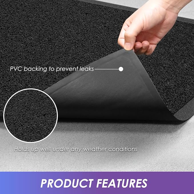Kuyal Door Mat, 4'x6' Indoor Outdoor Entrance Mat to Trap Dirt and Moisture, Non Slip Waterproof Outdoor Mats, Commercial Floor Inside Outside Entrance, Heavy Duty Durable Welcome Mats, Black