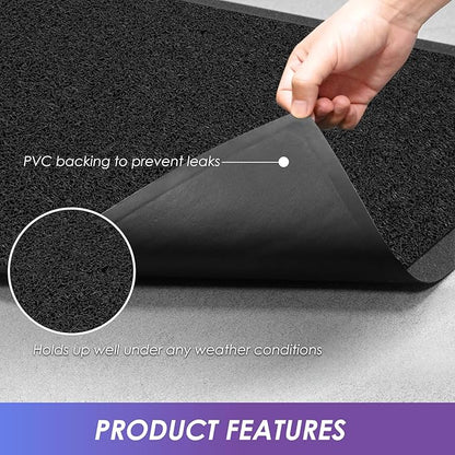 Kuyal Door Mat, 2'x4' Indoor Outdoor Entrance Mat to Trap Dirt and Moisture, Non Slip Waterproof Outdoor Mats, Commercial Floor Inside Outside Entrance, Heavy Duty Durable Welcome Mats, Black