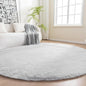 Amazon Basics Fluffy Washable Round Area Rug, Circle Shaggy Carpet for Living Room, Bedroom, Nursery, 4'R, Gray