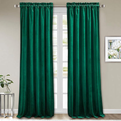 StangH Emerald Green Velvet Curtains 84 inches - Christmas Holiday Decor Plush Blackout Thermal Insulated Window Curtains Drapes for Living Room, W52 x L84, 2 Panels