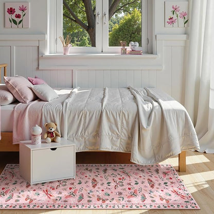 Lahome Insect Washable Runner Rug, 2x6 Kitchen Runners for Hallways 6 Feet Non Slip, Soft Laundry Room Rug Ultra-Thin Long Carpet for Bathroom Bedroom Entryway, Pink