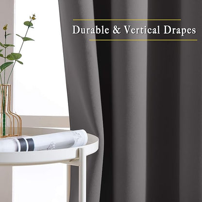 NICETOWN Grey Room Darkening Curtains Blackout 40 inch Curtains for Kitchen, Grommet Solid Window Treatments Sound Reducing for Bedroom, 2 Panels, W37 x L40, 2 Panels
