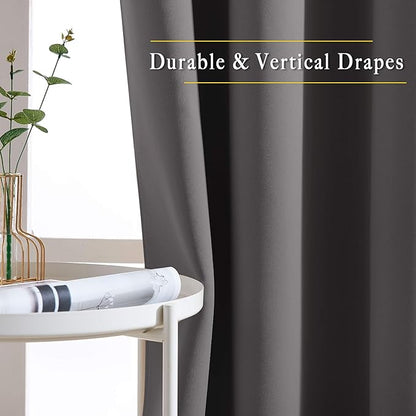 NICETOWN Blackout Grey Doorway 80 inch Curtains, Grommet Room Darkening Thermal Insulated Soundproof Window Treatments for Bedroom/Closet, 2 Panels, W40 x L80
