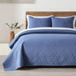 HORIMOTE HOME Denim Blue Twin Size Quilt Set - Soft Microfiber Bedspread with 1 Sham, Lightweight & All-Season Geometric Coverlet for Cozy Bedding
