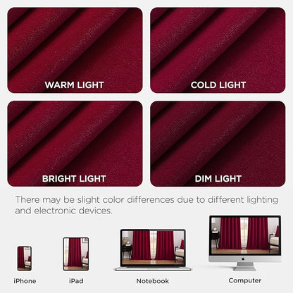 Joydeco Red 100% Blackout Curtains 90 Inch 2 Panels, Luxury Thermal Red Velvet Curtains for Bedroom Living Room, Soundproof Blackout Window Drapes, Rod Pocket & Back Tab (52W x 90L)
