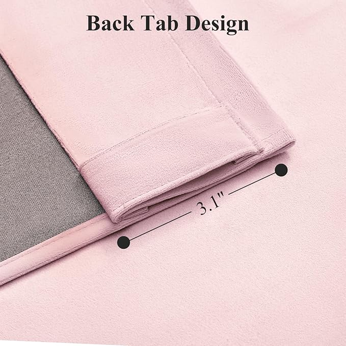 Baby Pink Velvet Curtains for Girls Bedroom, Super Soft Room Darkening Thermal Insulated Blackout Curtain Luxury Window Drapes for Living Room Nursery, Back Tab Rod Pocket, W52 x L90, 2 Panels