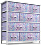 Sorbus Dresser with 8 Drawers - Furniture Storage Chest for Kid’s, Teens, Bedroom, Nursery, Playroom, Clothes, Toys - Steel Frame, Wood Top, Fabric Bins (Tie-dye Purple)