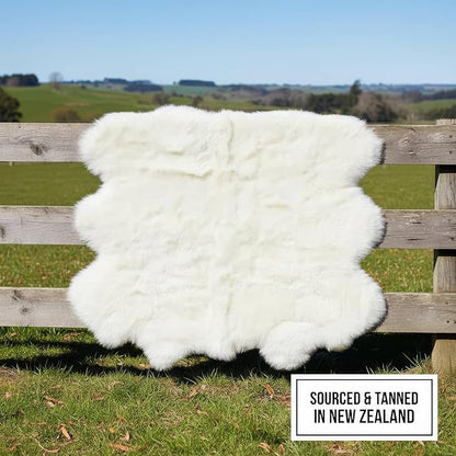 Premium Genuine Super-Soft Sheepskin Rug Large Six Pelt Natural Non-Dyed Fur, 5ft. x 6ft.