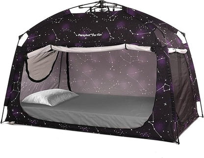 Indoor Instant Privacy Bed Tent for Sleeping,Quick Set-up Bed Canopies,Portable Bed Drapes with Large Space and 3 Doors (Starry, Full)