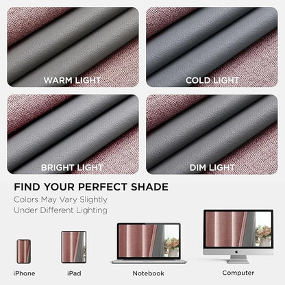 Joydeco Blackout Curtains 108 Inches Long 2 Panels Burg, Room Darkening Curtains for Bedroom, 100% Black Out Textured Thermal Drapes Privacy Protection 2 Panels Set(W52 x L108 Inch, Pink)