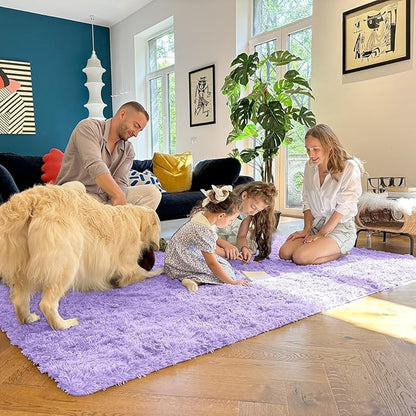 OLANLY 2x5 Machine Washable Runner Rugs for Hallway, Soft Fluffy Shaggy Bedside Rugs for Bedroom, Living Room, Indoor Floor Carpet for Kids Girl Boy, Nursery Rooms, Home Decor Aesthetic, Light Purple