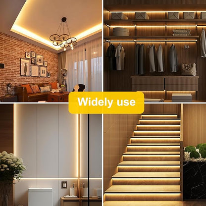 COB LED Strip Lights Warm White,24V Dimmable led Light Strip KIT with Remote and app Control,2700K 65FT/20m 8mm Wide Ra>90 Cuttable Flexible Strip Lights for Bedroom,Shelf,Cabinet