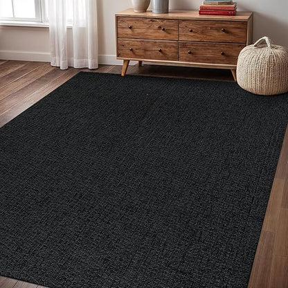 Easy Jute Rug 9x12 Indoor Outdoor Natural Rugs Solid Fiber Rug Woven Area Rug Boho Easy Clean Inside Carpet for Living Room Bedroom Dining Room Hallway or Outdoor Patio Porch (9 X 12 Dark Grey)