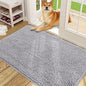 OLANLY Dog Door Mat for Muddy Paws 48x30, Absorbs Moisture and Dirt, Absorbent Non-Slip Washable Doormat, Quick Dry Chenille Mud Mat for Dogs, Entry Indoor Entryway Carpet for Inside Floor, Light Grey