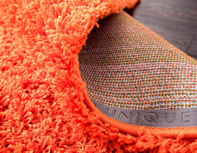 Unique Loom Solid Shag Collection Area Rug (2' 2" x 6' 5" Runner, Tiger Orange)