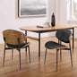 Art Leon Genuine Leather Dining Chairs Set of 2, Mid Century Modern Chair, Upholstered Kitchen Dining Room Chairs, Armless Accent Chair with Black Walnut Bendwood, Black