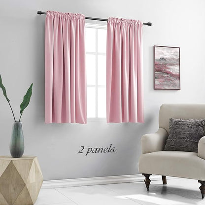 DONREN Pink Curtains for Kids Room - Home Decoration Privacy Protection Blackout Thermal Insulated Window Drape with Rod Pocket (Set of 2 Panels,42 x 45 Inch)