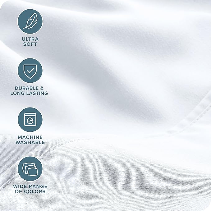 Bare Home Hotel Luxury Twin XL Sheet Set, Extra Soft - 4 Piece Set - Deep Pockets - Easy Fit - Cooling & Breathable - Wrinkle, Fade, Stain Resistant - Includes 2 Pillowcases (Twin XL, White)