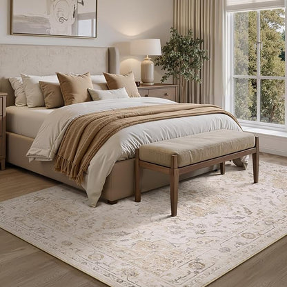 PADOOR 5X7 Area Rug,Rugs for Living Room,Soft Beige Rugs for Bedroom,Machine Washable Rug Non Slip Carpet for Dining Room Living Room Bedside Office