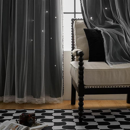 XiDi Black Out Curtains for Bedroom Windows, Curtains for Girls Bedroom Decor, Unicorn Curtains for Kids Room, Blackout Curtains for Living Room 63 inchs Long 52 inches Wide 1 Panel Drapes Black