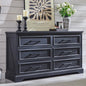 JXQTLINGMU Farmhouse 6 Drawers Dresser for Bedroom, 52'' Wide Large Wood Dressers with Bar Handles, Chests of Drawers with Storage Dressers Organizer for Bedroom, Hallway, Black
