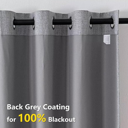 100% Blackout Curtains 96 Inches Long 2 Panels Set, Black Out Curtains for Living Room, Light Grey Thermal Insulated Grommet Drapes Bedroom Luxury Decor Privacy(52W × 96L inch, Light Grey)