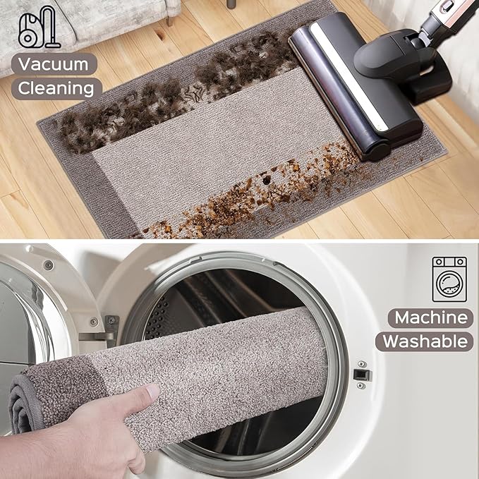 Machine Washable Kitchen Rug 24" x 96", Non Slip Kitchen Mat for Floor, Absorbent Entrance Runner Rug for Bedroom, Hallway, Bathroom, Door (Roll Packing)