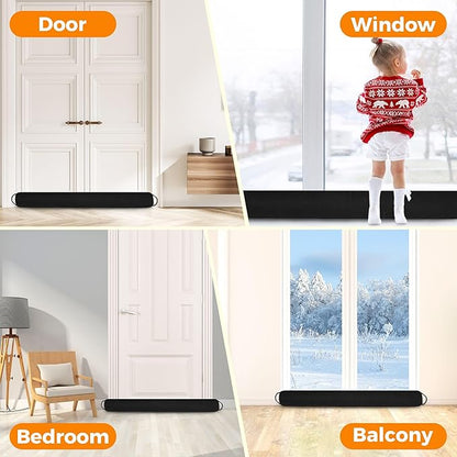TORRAMI Under Door Draft Stoppers 30 Inch, Heavy Triangle Stop Draft Block Cold Air/Wind/Breeze Noise Blocker Door Sweeps Weather Stripping Bottom Seal Black