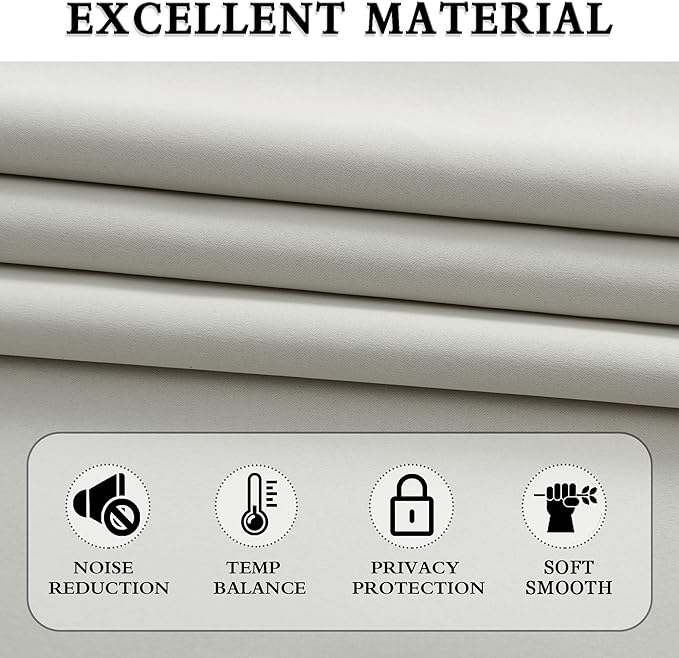 DONREN 48 Inch Curtains for Boy's Room - Room Darkening Thermal Insulated Window Drapes with Rod Pocket for Short Windows (2 Panels,52 x 48 Inch,Light Grey)
