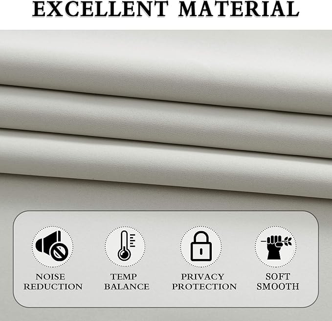 DONREN Light Grey Blackout Curtains for Bedroom -Thermal Insulated Window Treatment Rod Pocket Curtain Drapes (52 W X 84 L,Set of 2 Panels)