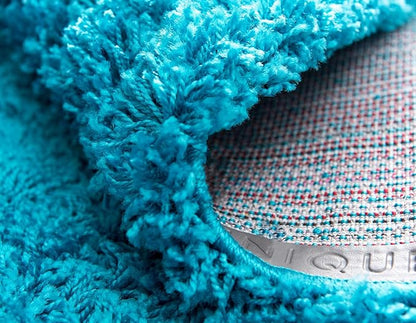 Unique Loom Solid Shag Collection Area Rug (2' 6" x 13' 1" Runner, Turquoise)