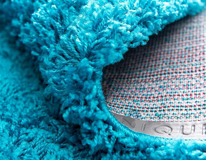 Unique Loom Solid Shag Collection Area Rug (8' Round, Turquoise)
