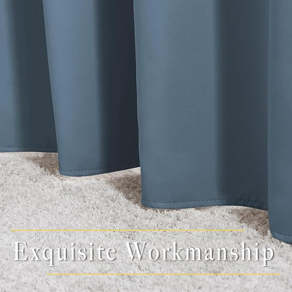 NICETOWN Smoky Blue Curtains 96 inches Long, Grommet Thermal Insulated Blackout Curtains Privacy Window Treatments for Boys Room/Living Room, W46 x L96, 2 Panels