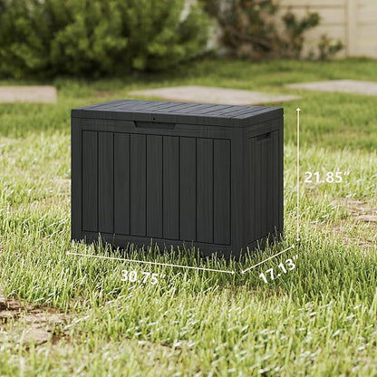 45 Gallon Outdoor Storage Box Waterproof, Resin Deck Boxes with Lockable Lid & UV-Resistant for Patio, Pool, Garden Furniture Cushions & Accessories, Black