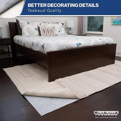 6' x 9' Non-Slip Rug Pad, Reversible Gripper, Non Skid Pads for Hardwood, Vinyl, Tile, Laminate Floors, Keep Area Rugs Secure, Natural Materials Safe for Indoor Flooring, ¼” Thick