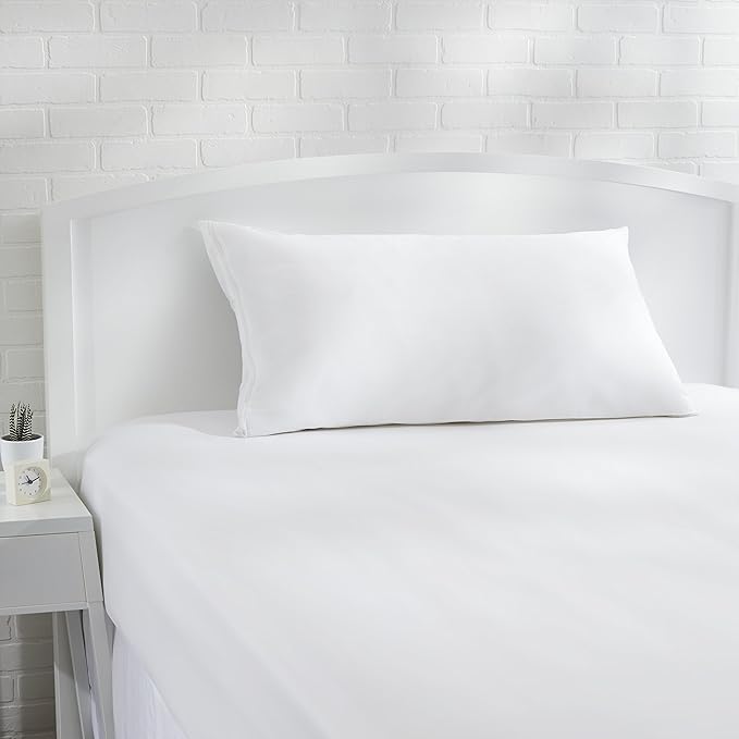 Amazon Basics King Pillow Pillowcase with Zipper, 100% Cotton Hypoallergenic, Pillow Protector, White (37 x 21 Inches), Pillows Not Included