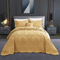 CHIXIN Bedspread Coverlet Set Queen Size - Lightweight Bedding Cover - Beautiful Stitching - 5 Piece Reversible Bedspread - Luxury Damask Paisley Pattern (Queen, Honey-Gold)