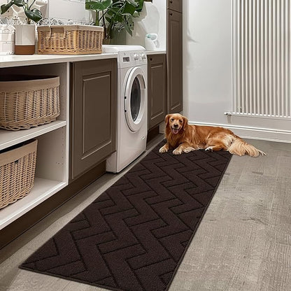hicorfe Indoor Doormat,Front Back Door Mat Rubber Backing Non Slip Door Mats 24"x71" Absorbent Resist Dirt Entrance Doormat Inside Floor Mats for Entryway Washable Low-Profile(Coffee)