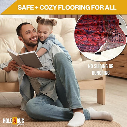 Hold-a-Rug Plush 2' x 12' Nonskid, Nonslip Rug Pad, Reversible Gripper, ¼ Thick, Safe for All Floors and Carpet, Keep Area Rugs Secure