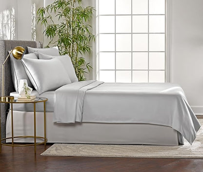 Pure Bamboo Twin XL Sheets, Genuine 100% Organic Viscose Derived from Bamboo Bed Sheet Set, Luxuriously Soft & Cooling, Double Stitching, 2 Year Quality Promise (Twin XL, Silver Pearl)
