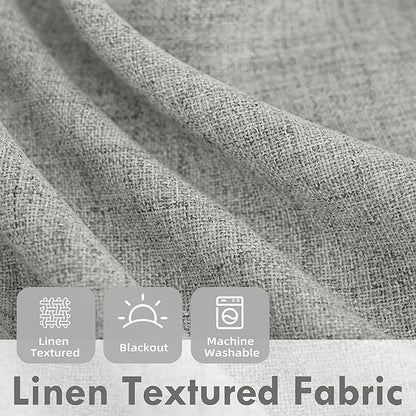 DriftAway Double Layer Linen Blackout Tie Up Curtains Thermal Insulated Fully Lined Balloon Roman Shade Bathroom Window Adjustable Rod Pocket for Small Window 39 Inch by 55 Inch Gray