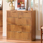 LEYAOYAO Fluted 5 Drawers Dresser for Bedroom, 34" Tall Modern Chest of Drawers with Metal Handle, Curved Profile Design,Brown Wood Drawer Organizer for Bedroom, Living Room, Hallway, Entryway
