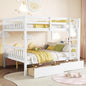Full Over Full Bunk Bed with Storage Drawers,Convertible Bunk Beds with Ladder & Safety Guardrails,Full Size Bunk Beds for Kids Girls Boys,White
