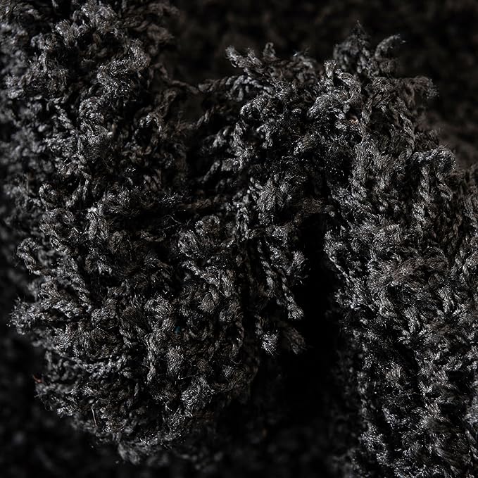 Unique Loom Solid Shag Collection Area Rug (4' 1" Round, Jet Black)