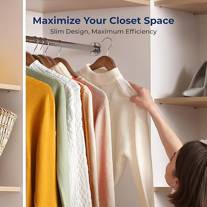 SereneLife 50-Pack Wooden Coat Hangers – Durable Suit Hangers with 360° Swivel Hook & Notches – Slim Design for Shirts, Jackets, Dresses, and More (Vintage)