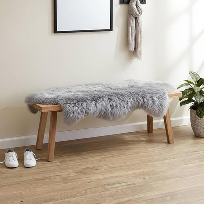 Super Area Rugs Premium Silver Gray Sheepskin Rug Genuine Double 2x6ft Pelt Fluffy Fur Rug for Bedrooms