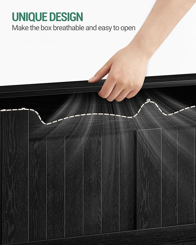 Hzuaneri 39.4" Storage Chest, Storage Bench Trunk with 2 Hinges,Wooden Box, Lift-Top Chest Organizer, Shoe Bench for Entryway, Bedroom, Living Room, Black SB01004X