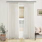 Custom Made Pinch Pleated Linen Curtains 105 Inches Long for Living Room 2 Panels Set Cream Ivory Memory Pleated Drapes Back Tab Neutral Boho Ceiling Floor 105 Inch Window Curtains Natural Birch