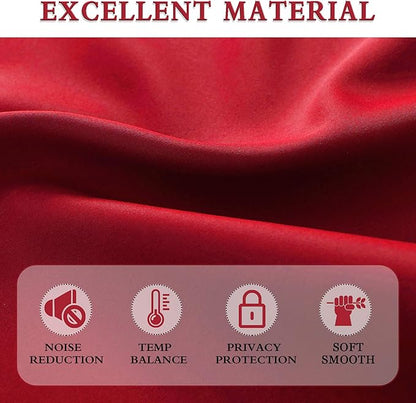 DONREN Red Blackout Curtains Thermal Insulated Room Darkening Rod Pocket Curtains for Dining Room (42 by 54 Inch,2 Panels)